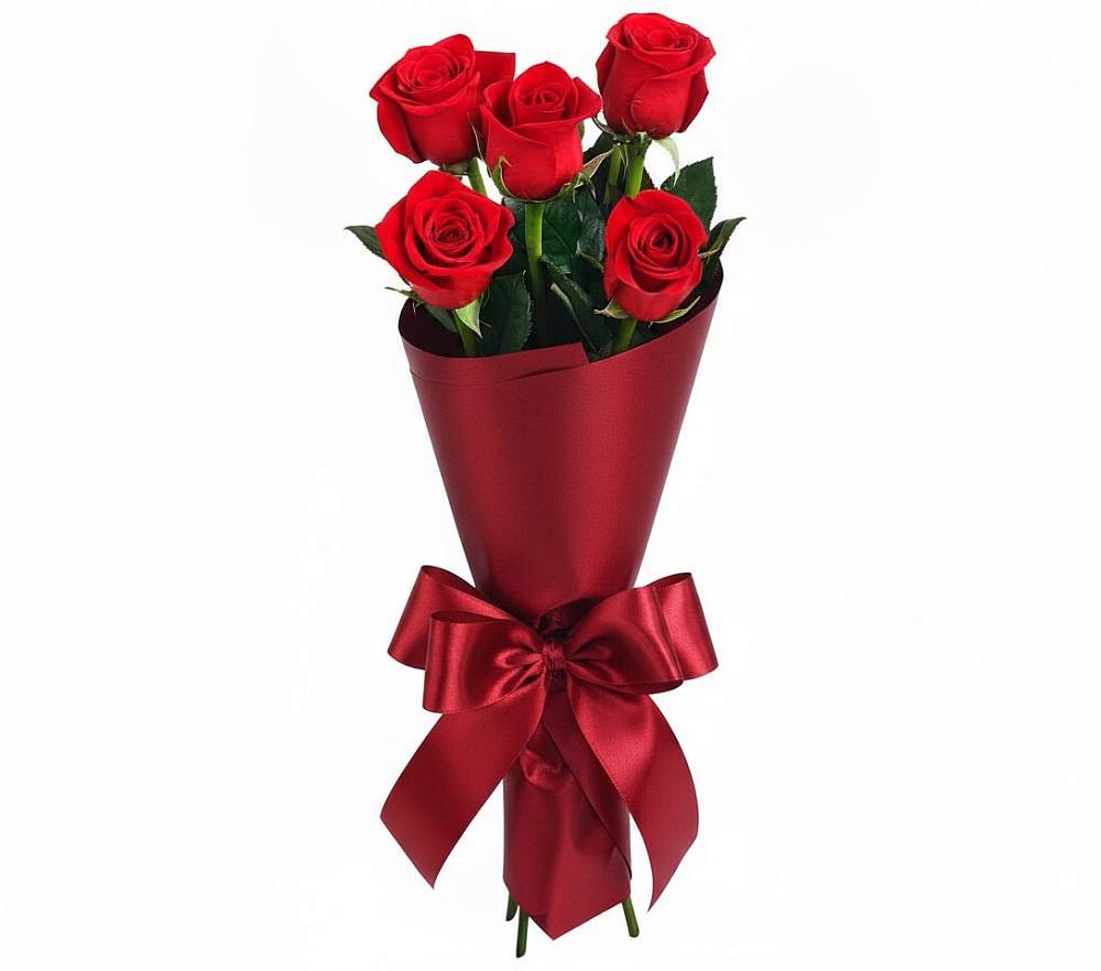 Букет 5 Красных роз Эдлесс Лав в Устье