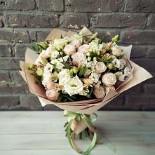 Букет цветов из:  Альстромерии, Розы и Хризантемы #REPLACE_PRED# Устье