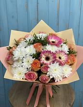 Букет цветов из:  Розы, Герберы и Хризантемы #REPLACE_PRED# Устье