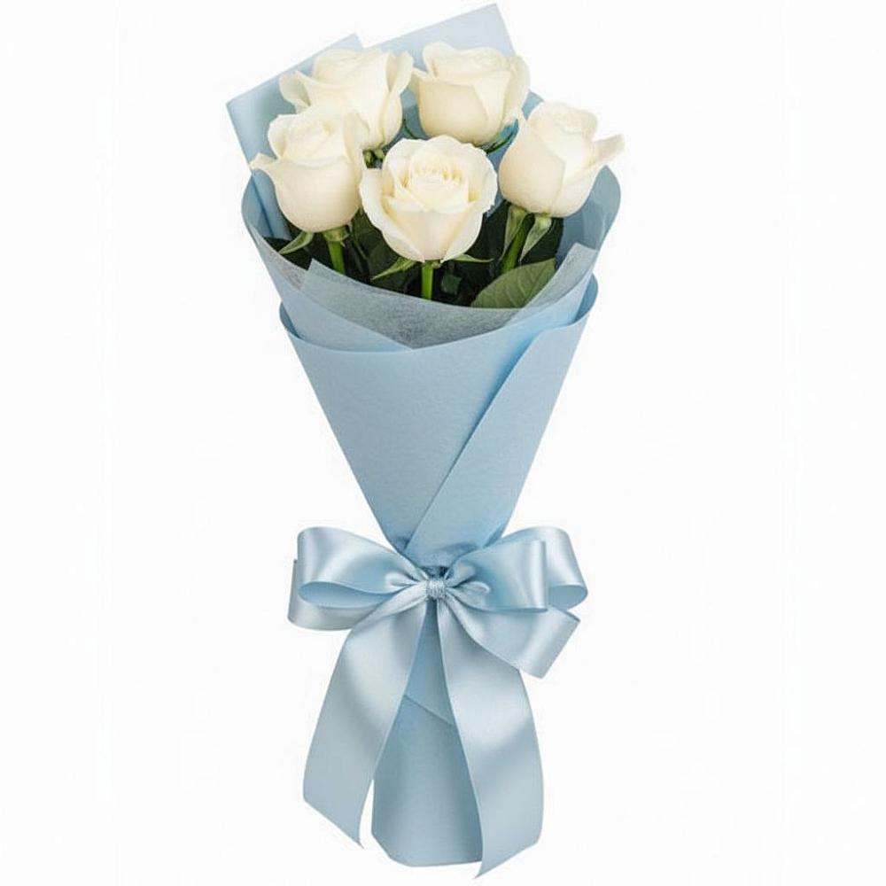 Букет 5 Белых роз Проуд в Устье