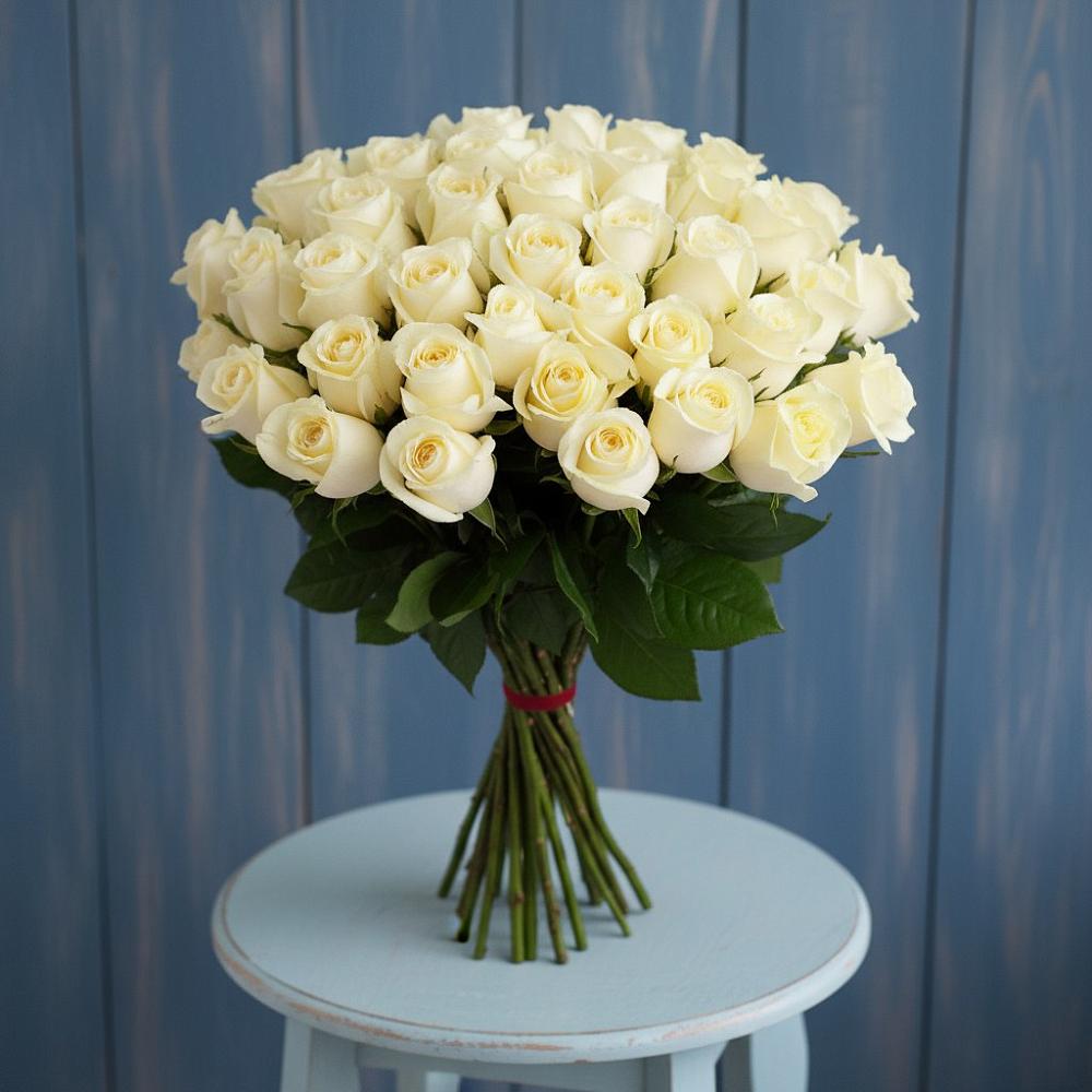 Букет 51 Белая роза Эдлесс Лав в Устье