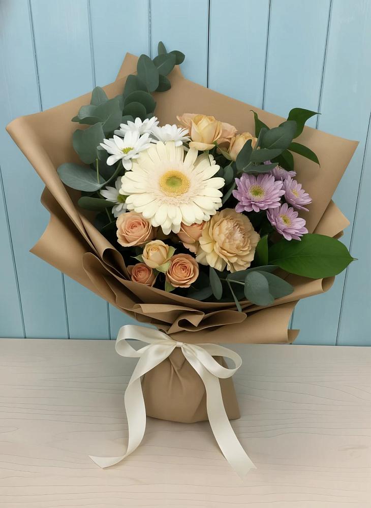Букет цветов из: Герберы и Хризантемы в Устье