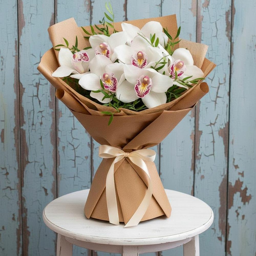 Букет цветов из: Орхидеи и Розы в Устье