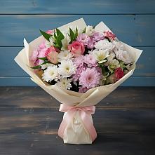Букет цветов из:  Хризантемы, Альстромерии и Розы в Устье