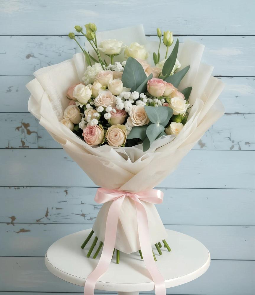 Букет цветов из: Розы и Лизиантусы в Устье