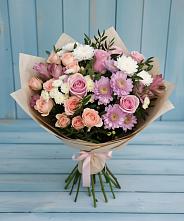 Букет цветов из:  Хризантемы, Розы и Альстромерии в Устье
