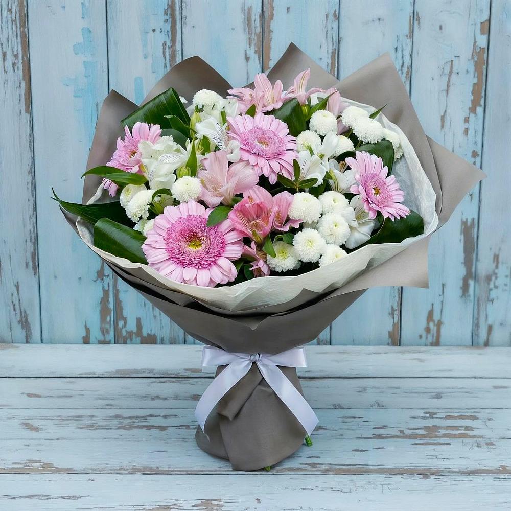 Букет цветов из: Герберы, Альстромерии и Хризантемы в Устье