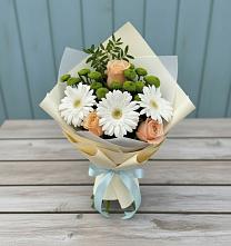 Букет цветов из:  Герберы, Розы и Хризантемы #REPLACE_PRED# Устье