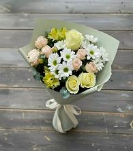 Букет цветов из:  Альстромерии, Розы и Хризантемы в Устье