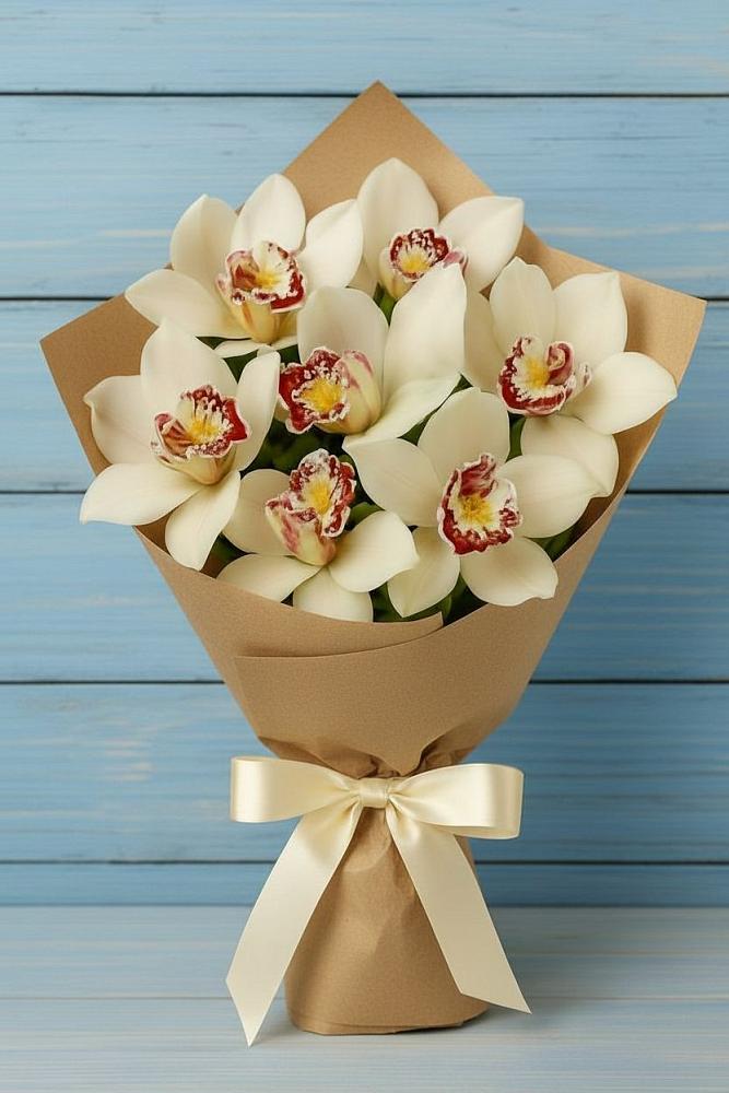 Букет цветов из: Орхидеи и Розы в Устье